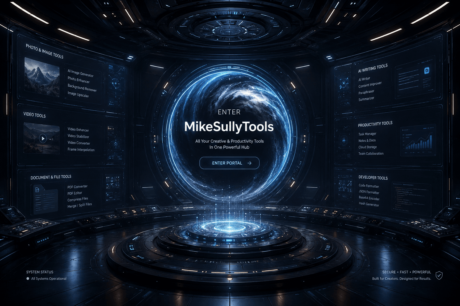 MikeSullyTools: Creative & Productivity Hub product preview for startup listing on Aura++