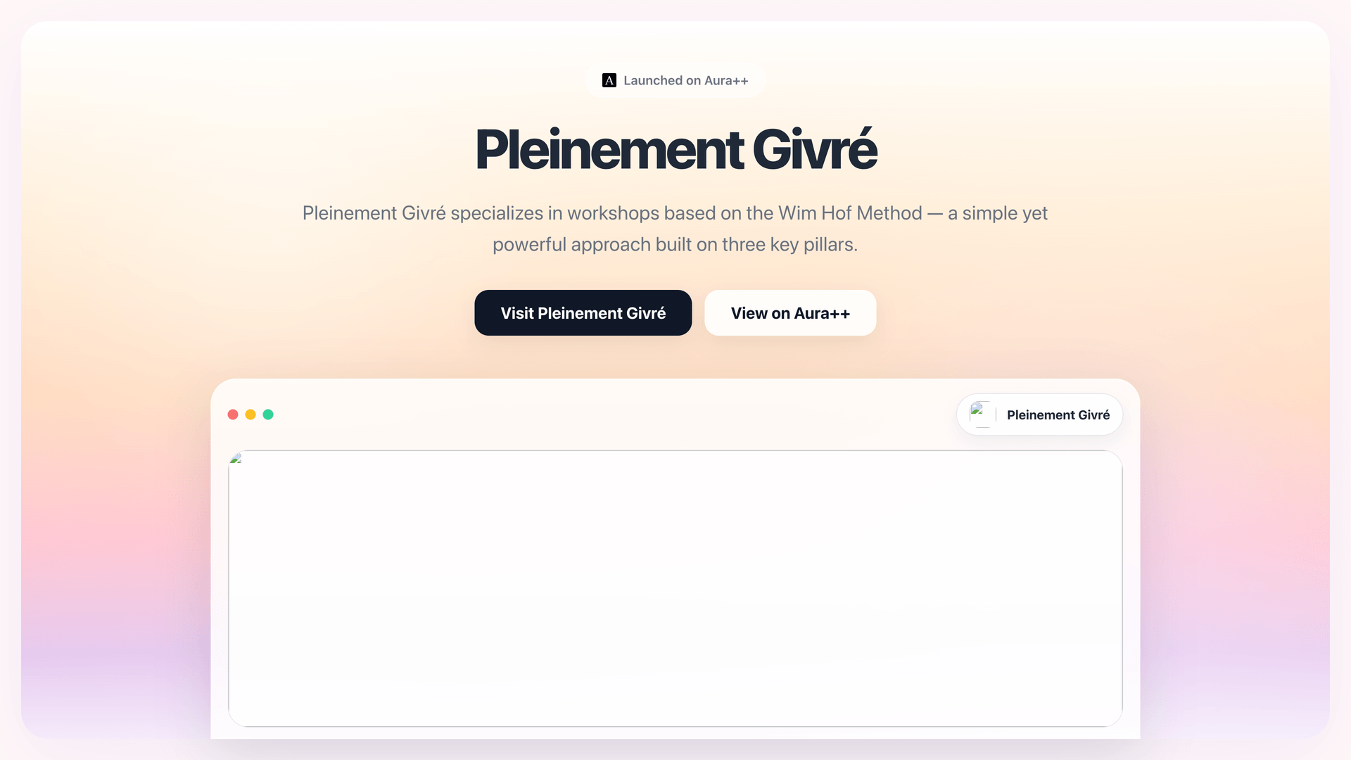 Pleinement Givré launch story featured image on Aura++
