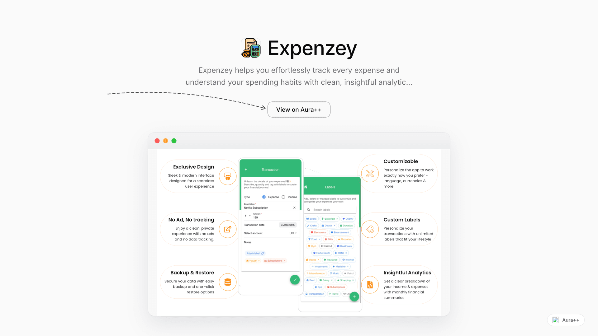 Expenzey launch featured image on Aura++