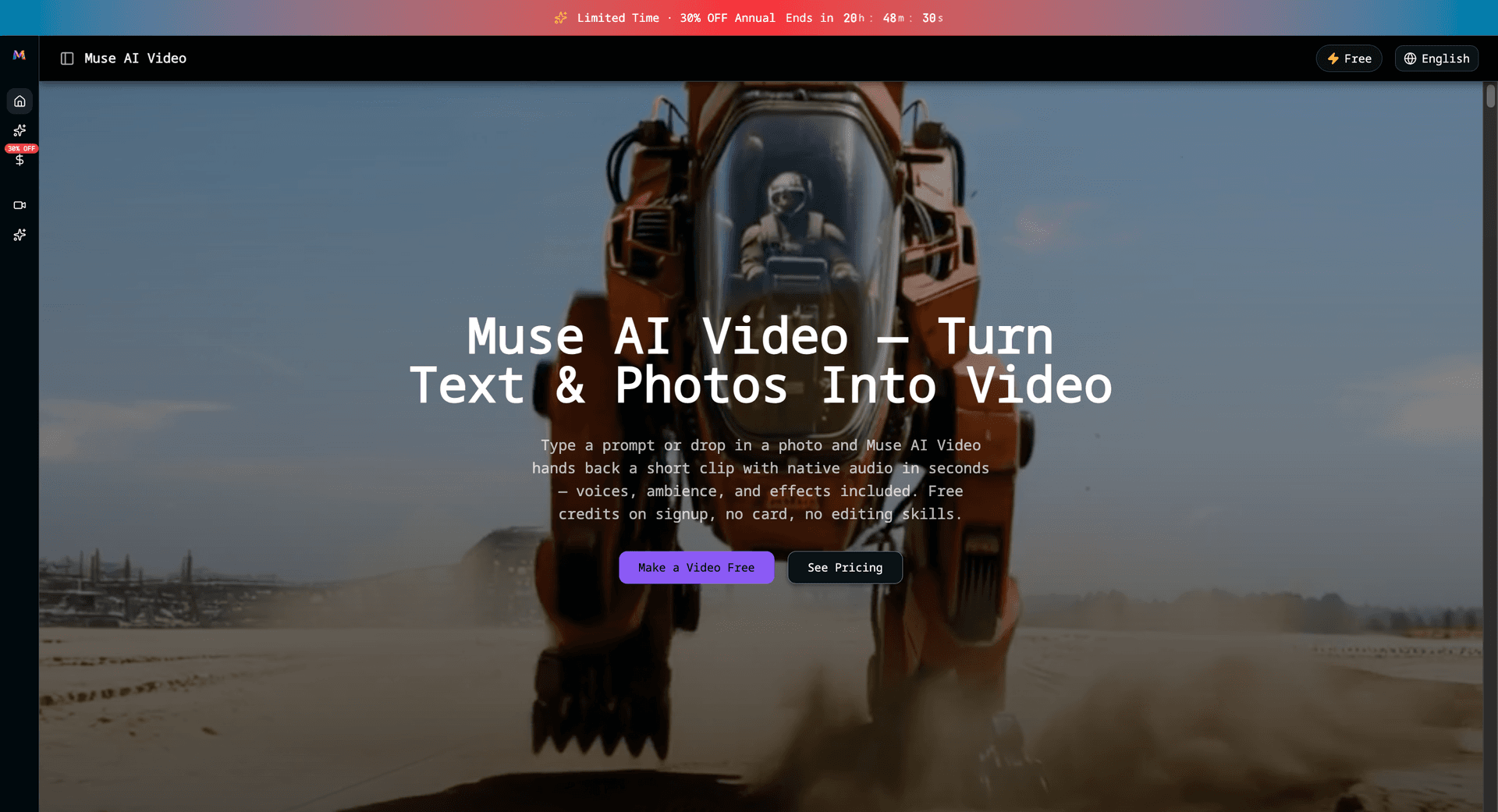 Muse AI Video product preview for startup listing on Aura++