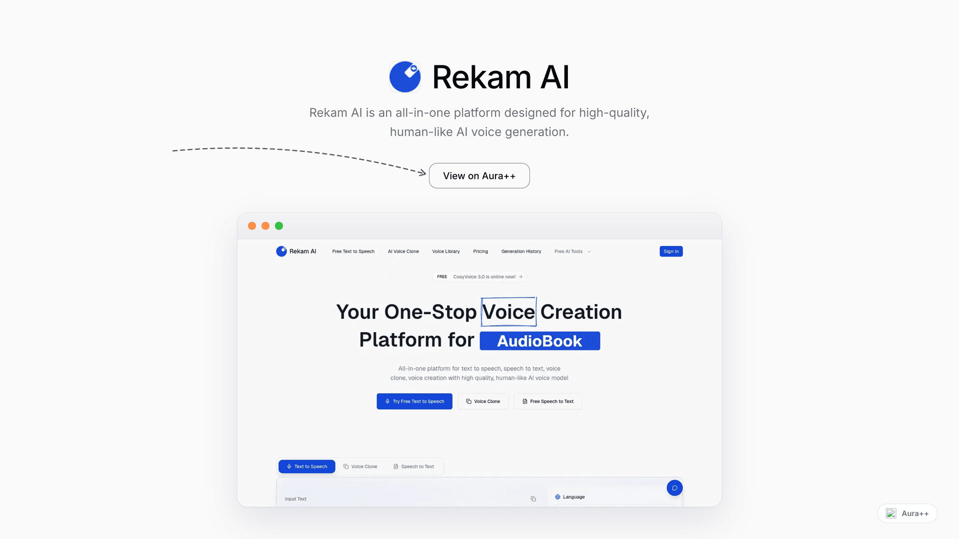 Rekam AI launch story featured image on Aura++