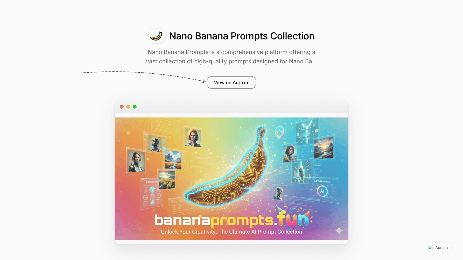 Nano Banana Prompts Collection launch story featured image on Aura++