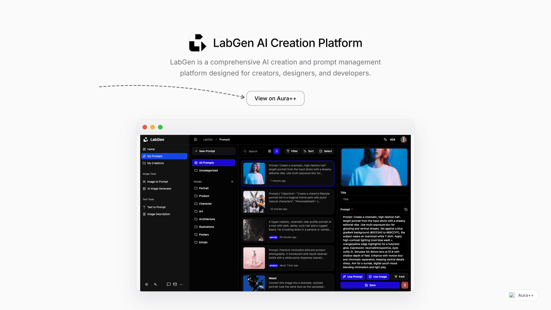 LabGen AI Creation Platform launch featured image on Aura++