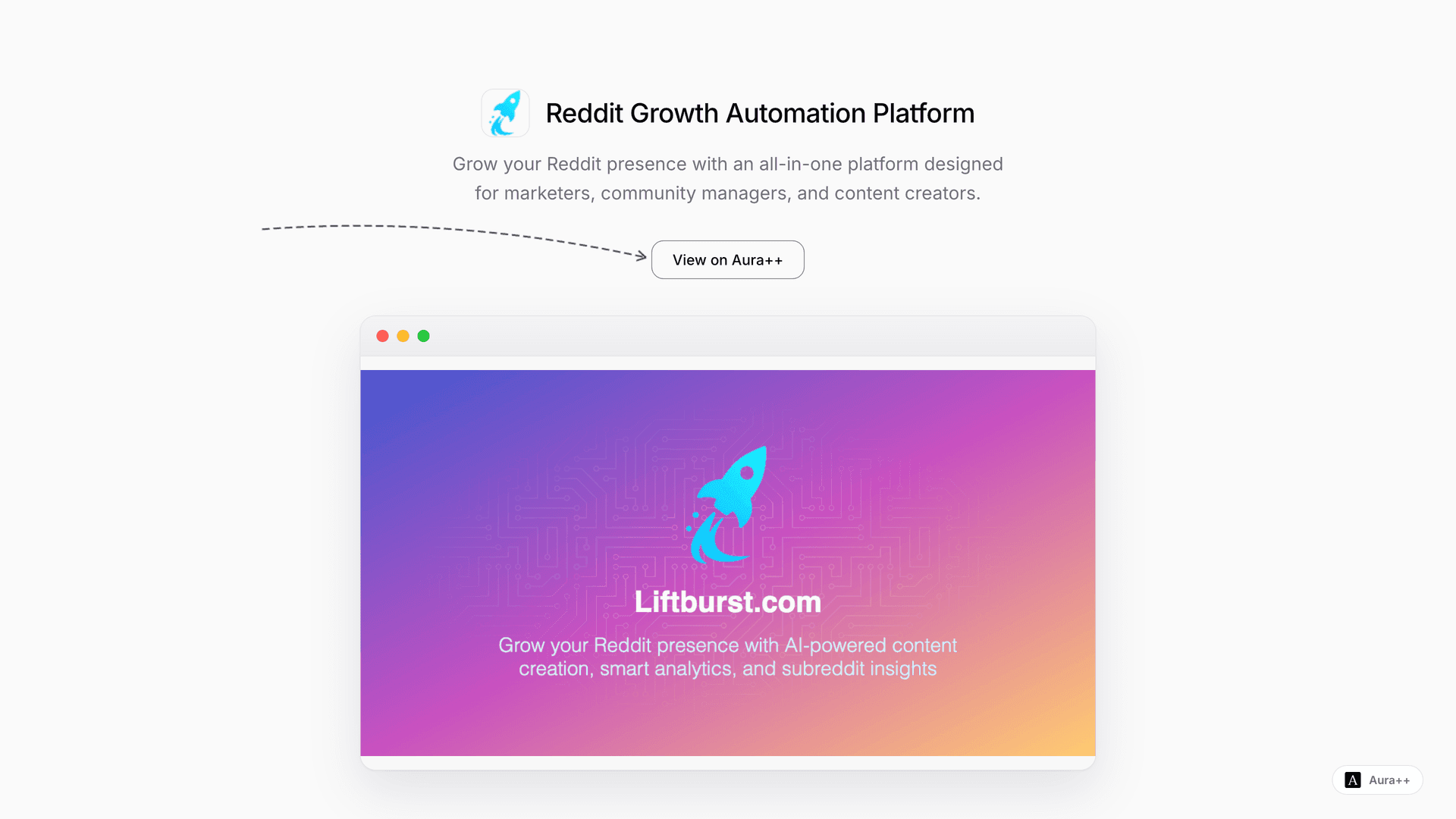 Reddit Growth Automation Platform launch story featured image on Aura++