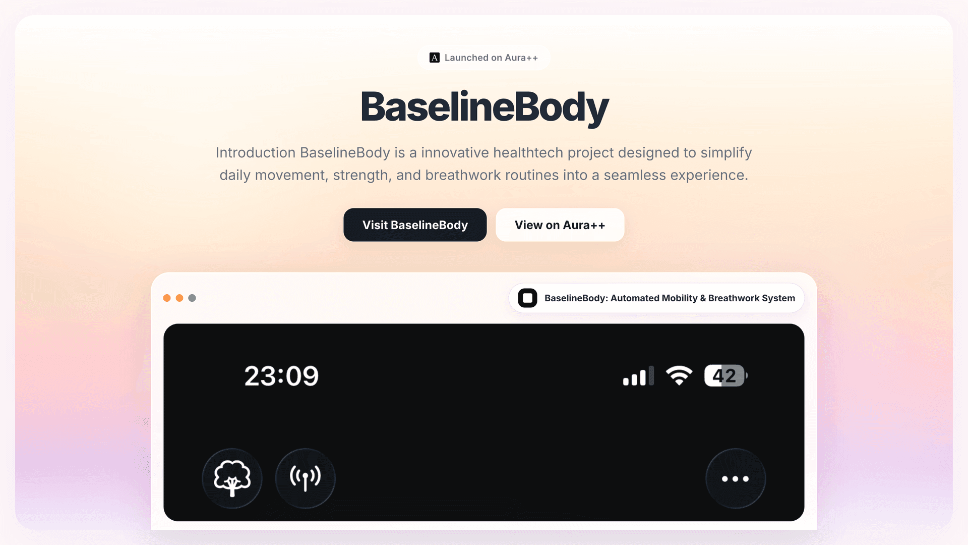 BaselineBody: Automated Mobility & Breathwork System launch story featured image on Aura++