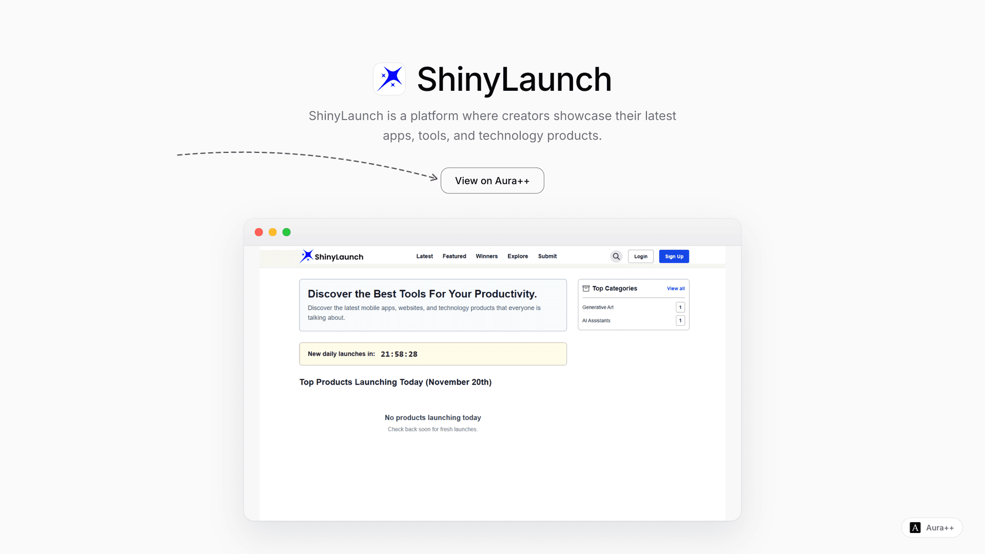 ShinyLaunch launch story featured image on Aura++