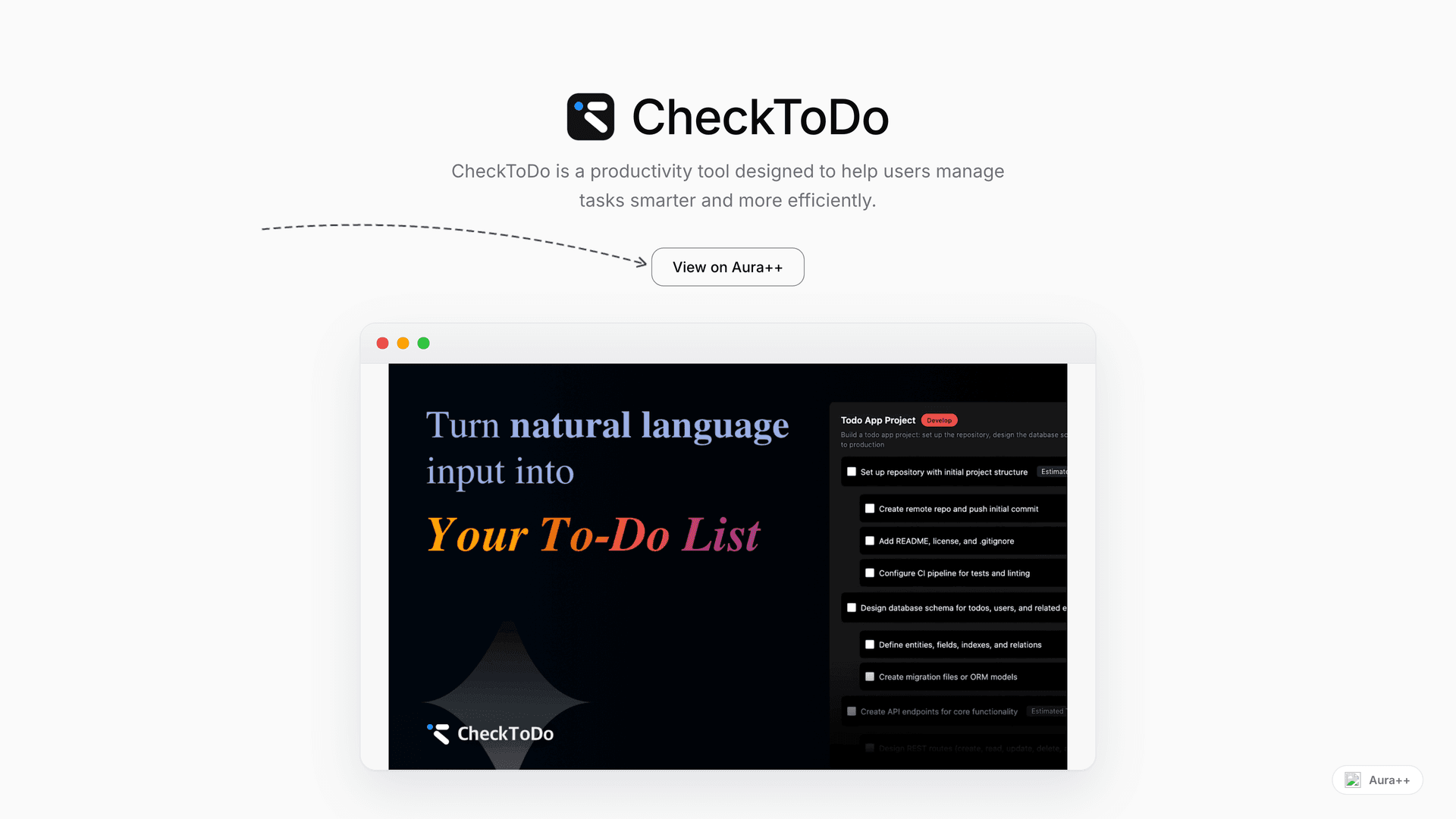 CheckToDo - AI Task Organizer launch story featured image on Aura++