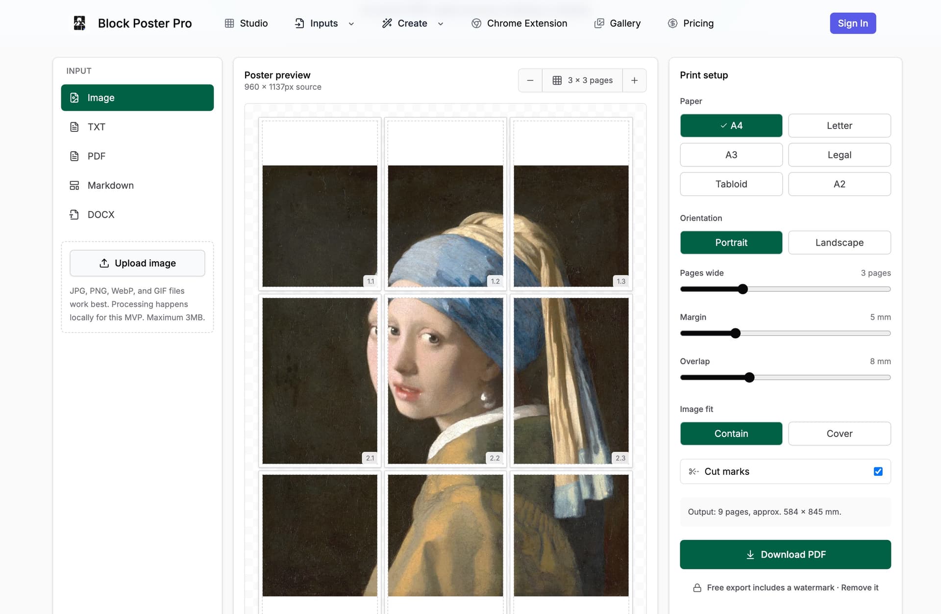 Block Poster product preview for startup listing on Aura++