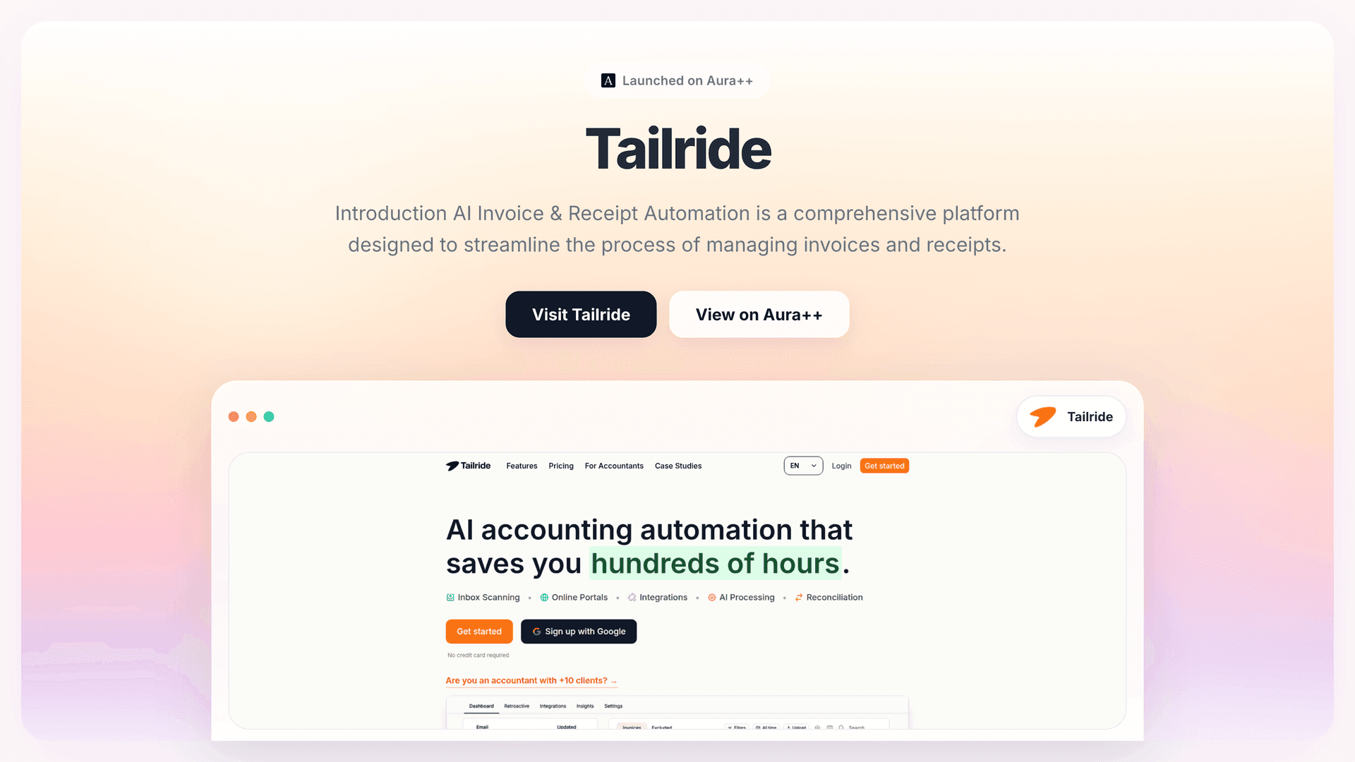 Tailride launch featured image on Aura++