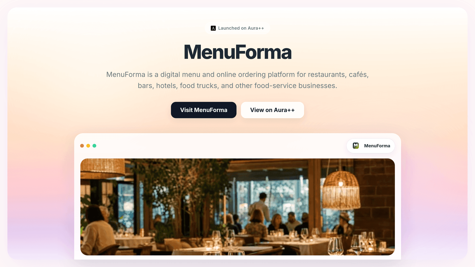 MenuForma launch story featured image on Aura++