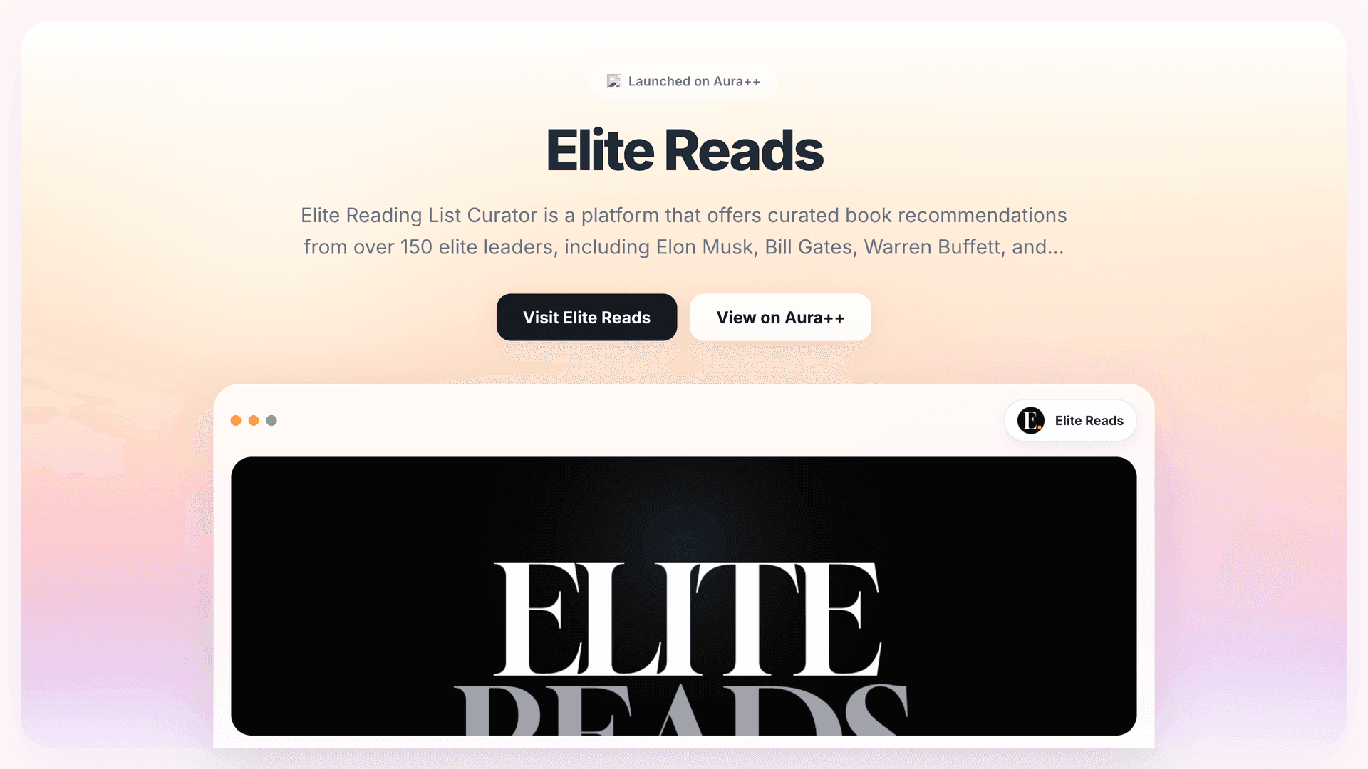 Elite Reads launch featured image on Aura++