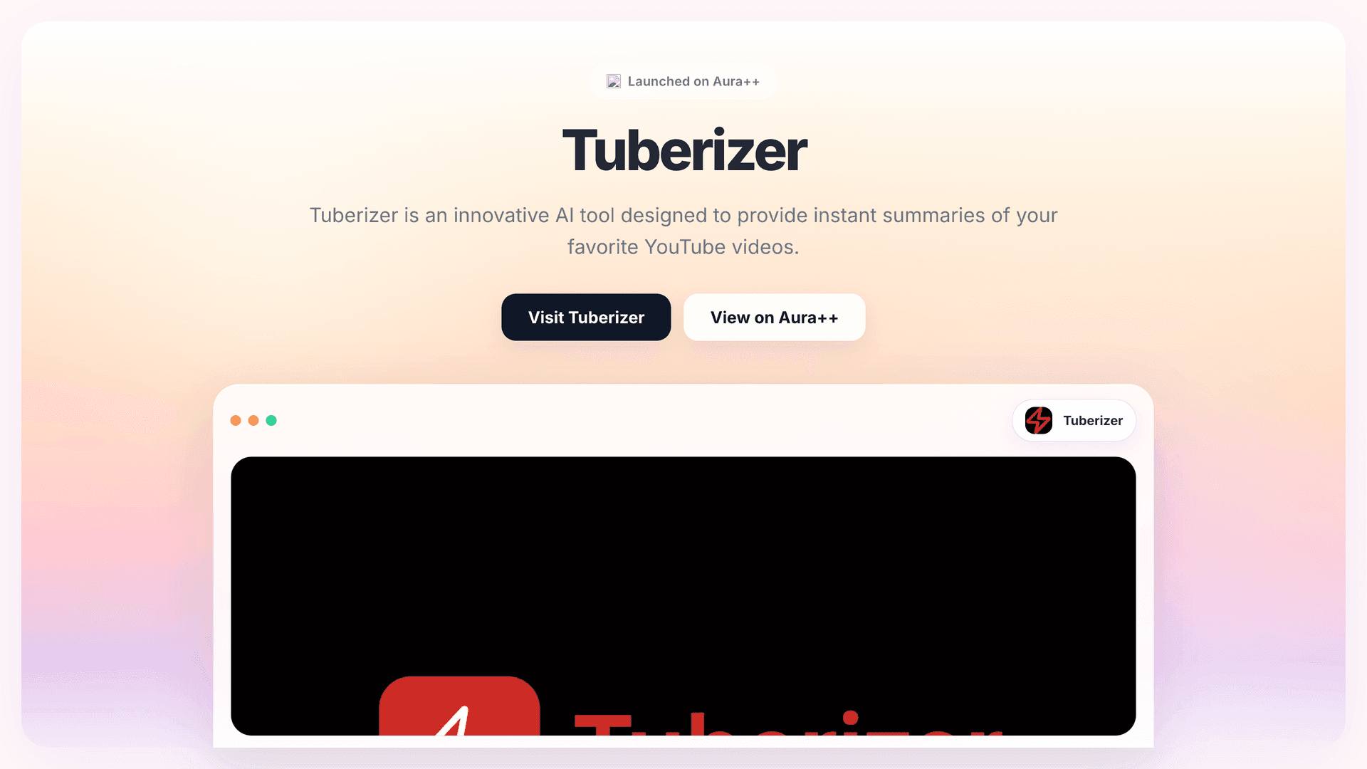 Tuberizer launch story featured image on Aura++
