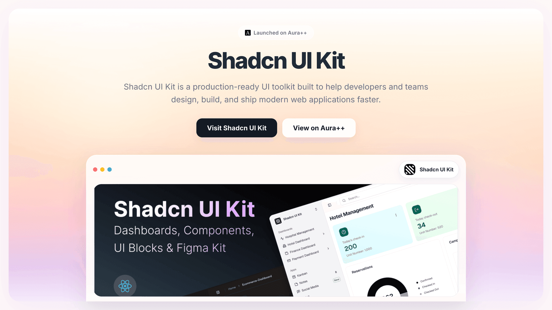 Shadcn UI Kit launch story featured image on Aura++
