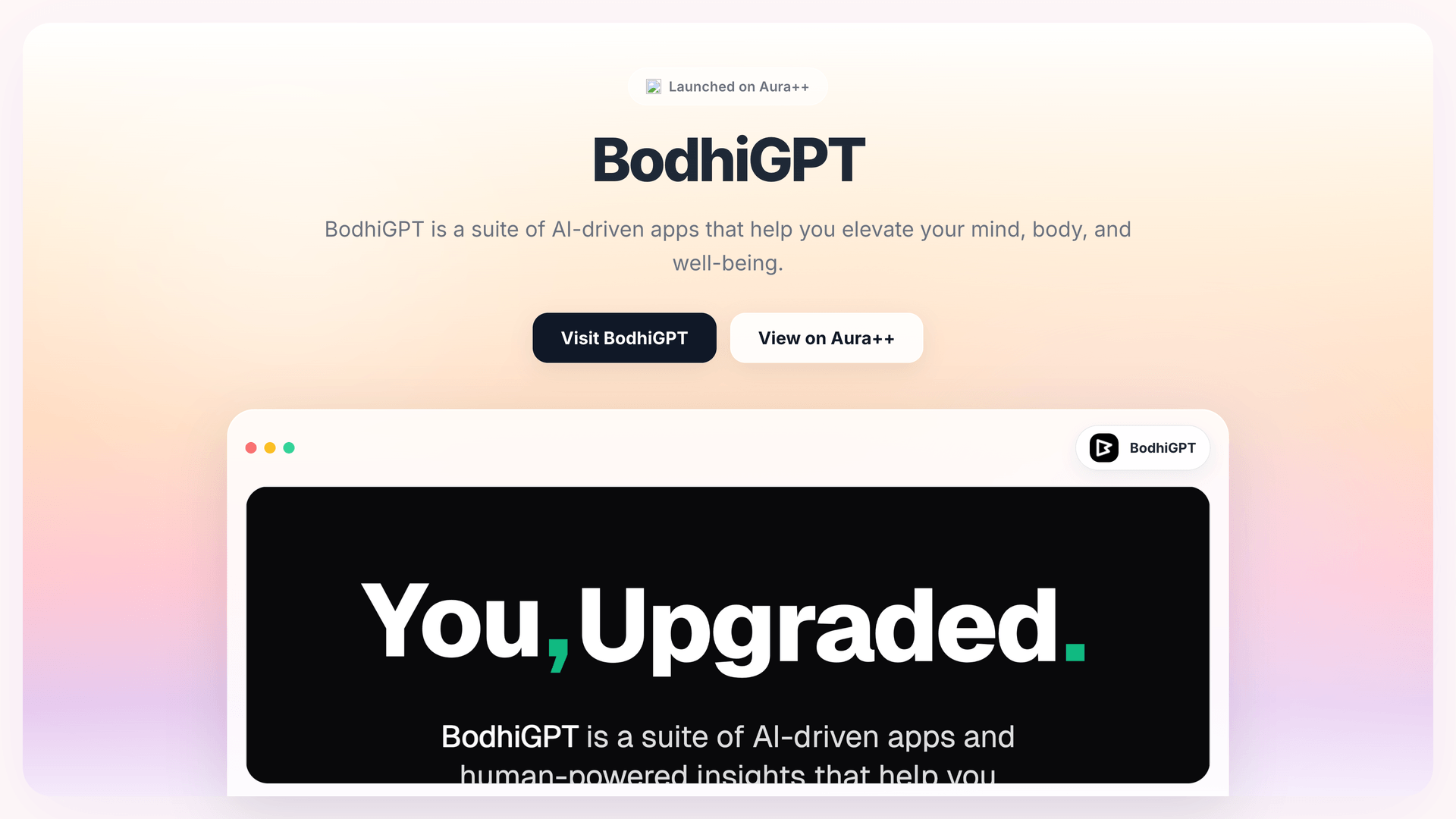 BodhiGPT launch story featured image on Aura++