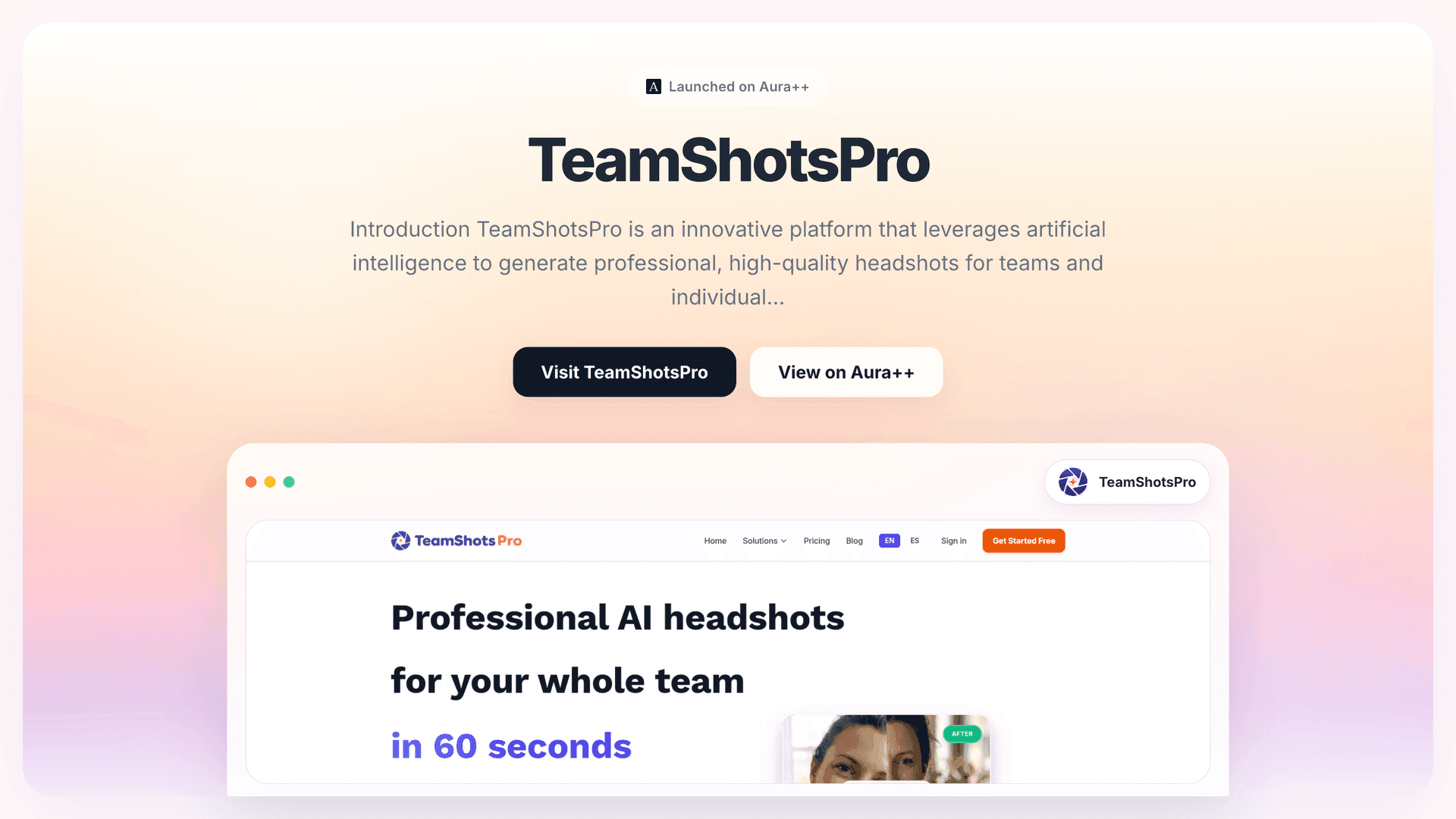 TeamShotsPro launch featured image on Aura++