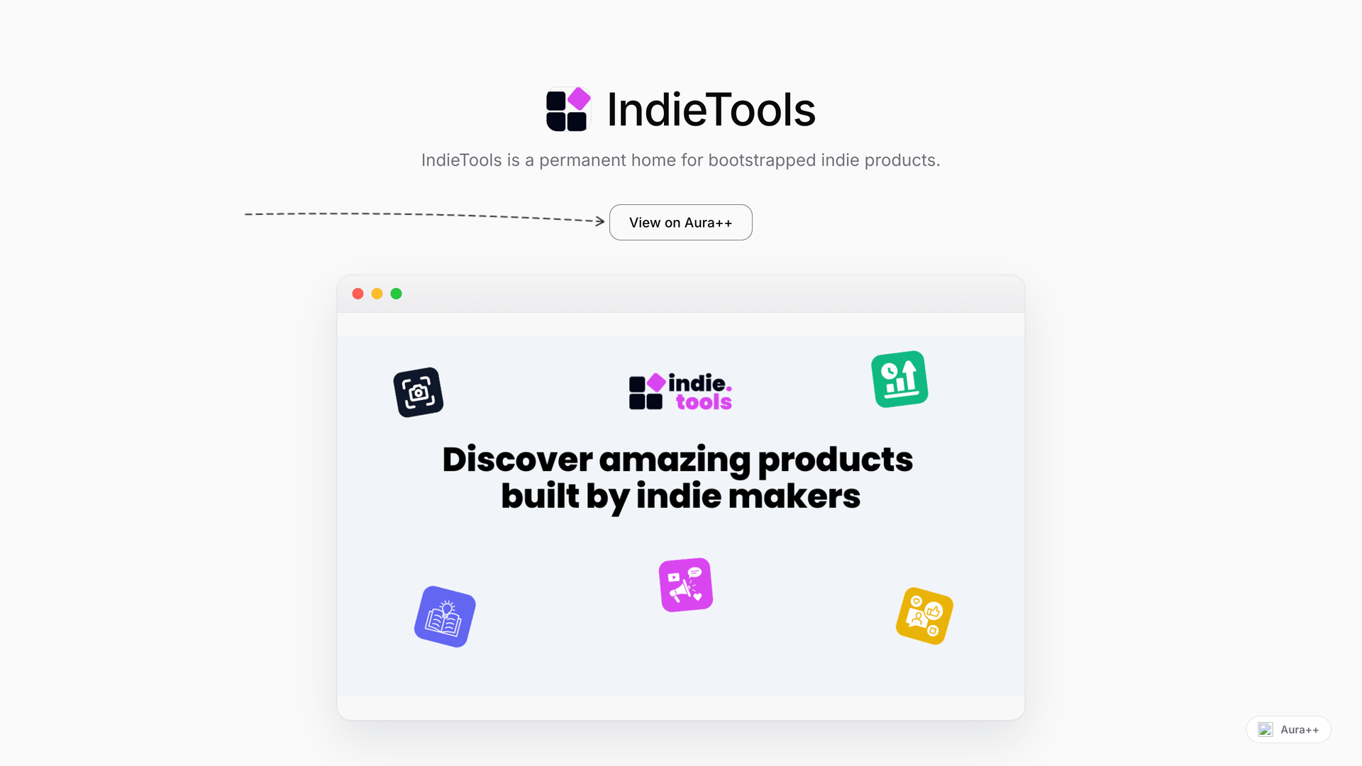 IndieTools launch featured image on Aura++