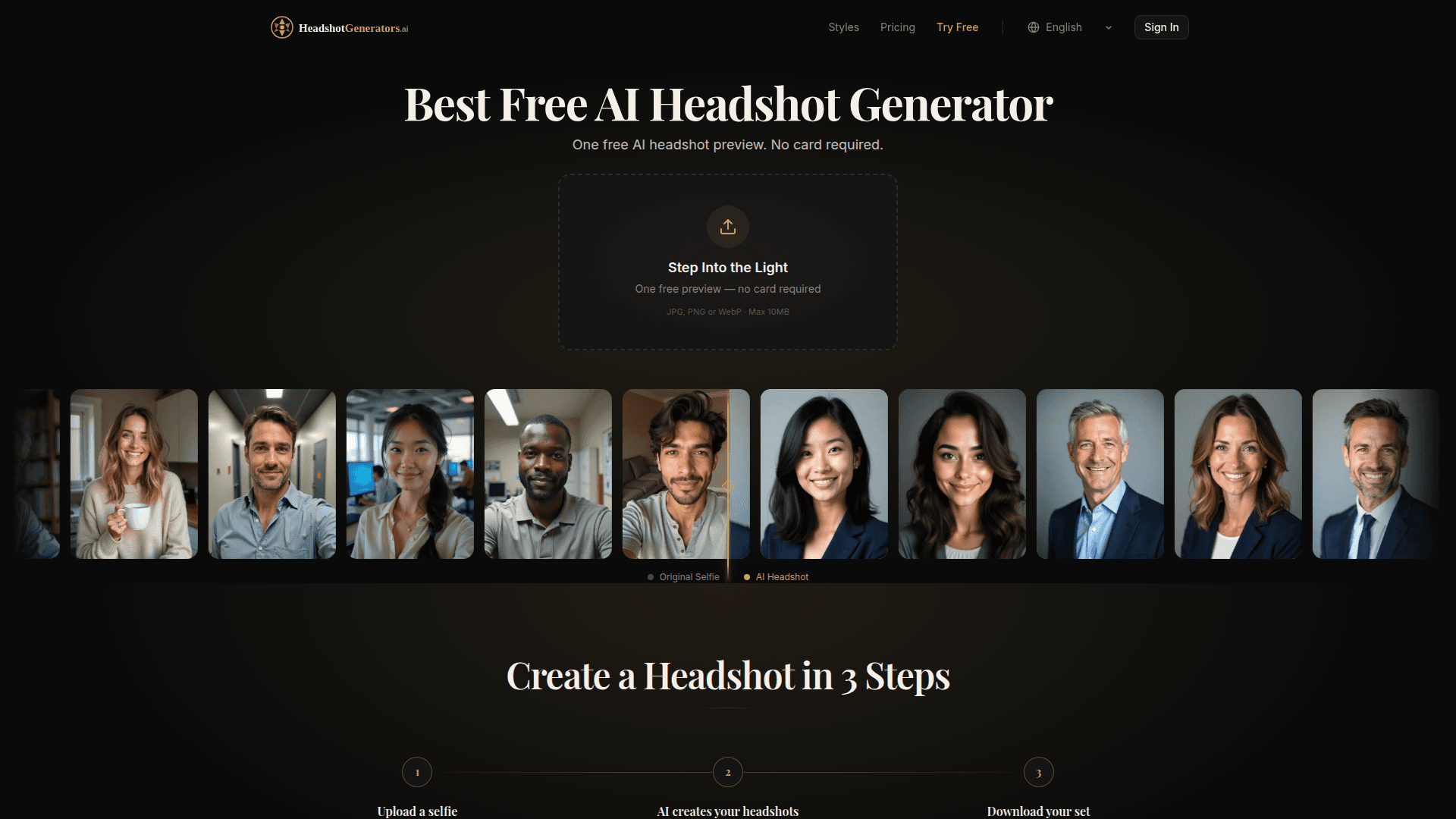 HeadshotGenerators.ai product preview for startup listing on Aura++
