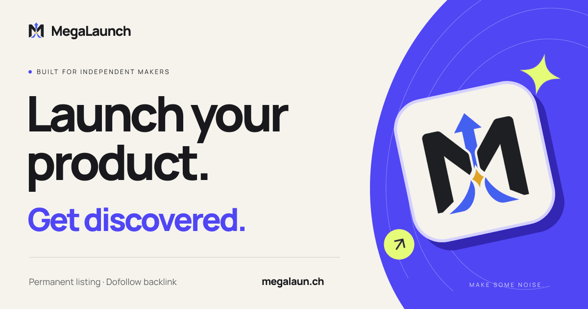 MegaLaunch product preview for startup listing on Aura++