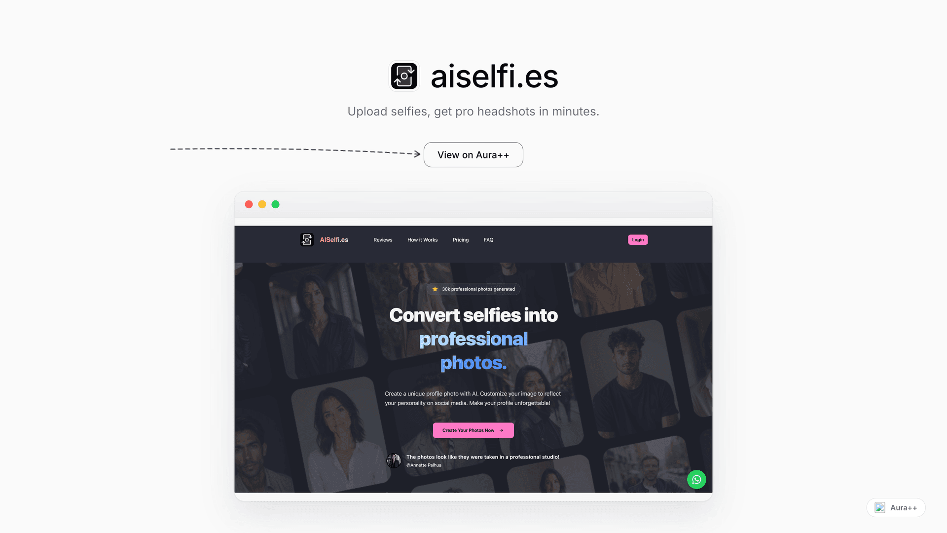 aiselfi.es launch story featured image on Aura++