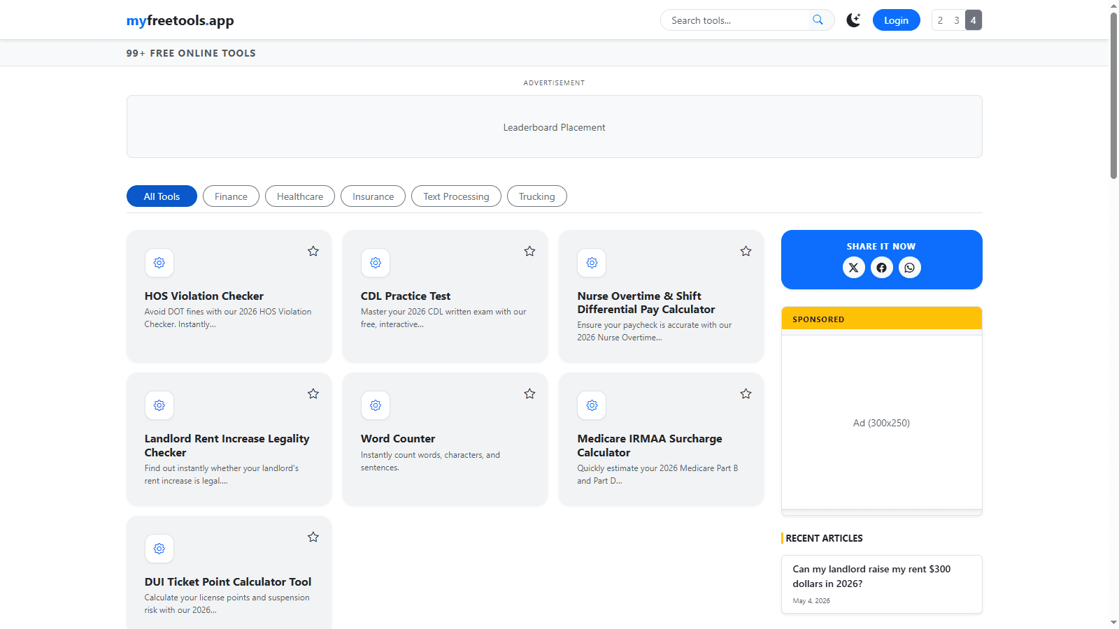 My Free Tools product preview for startup listing on Aura++