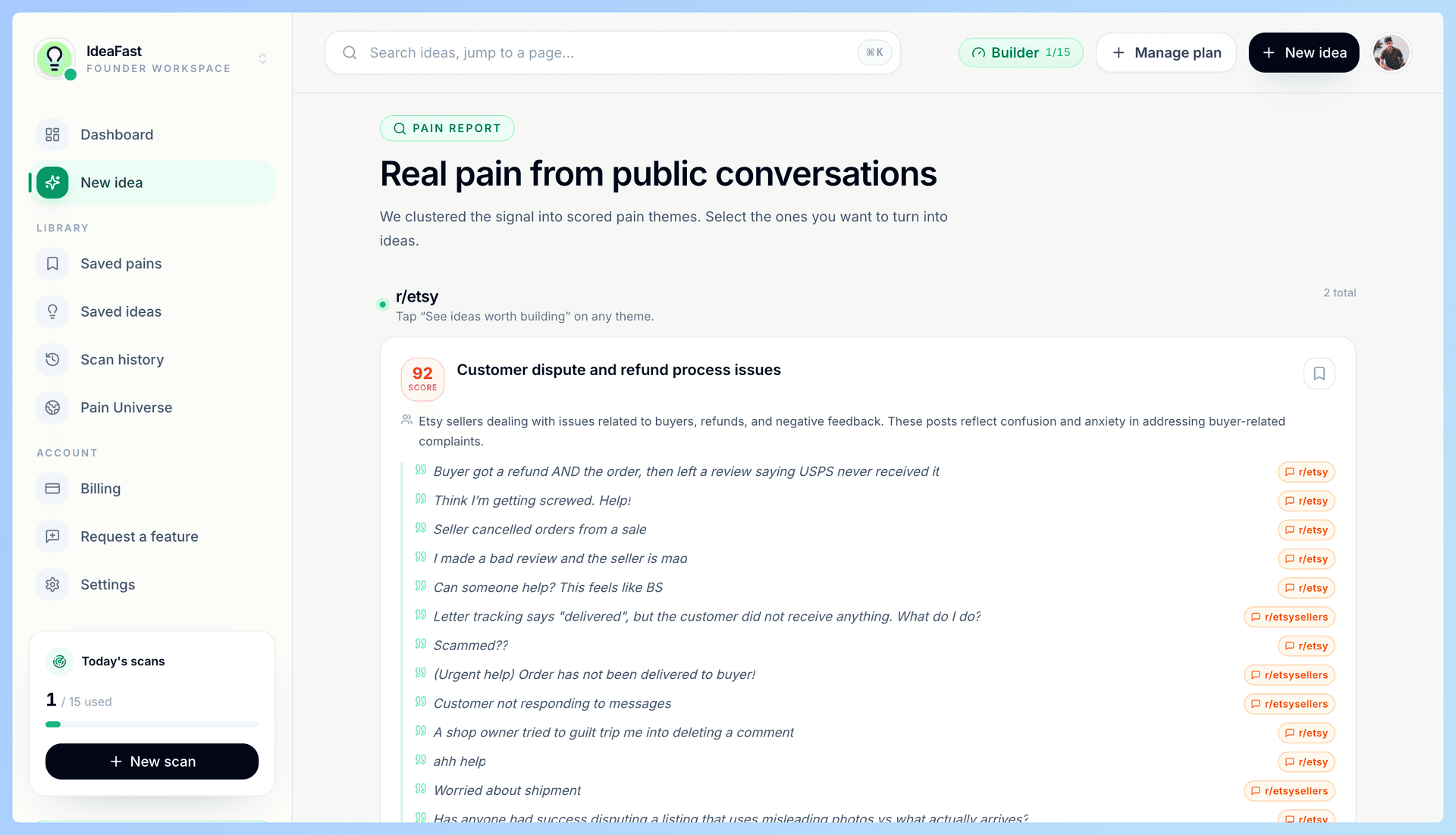 ideaFast product preview for startup listing on Aura++