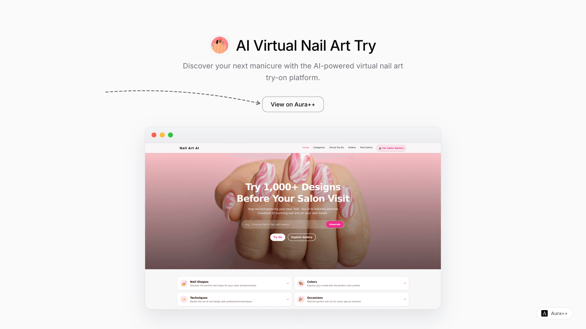 AI Virtual Nail Art Try-On launch story featured image on Aura++