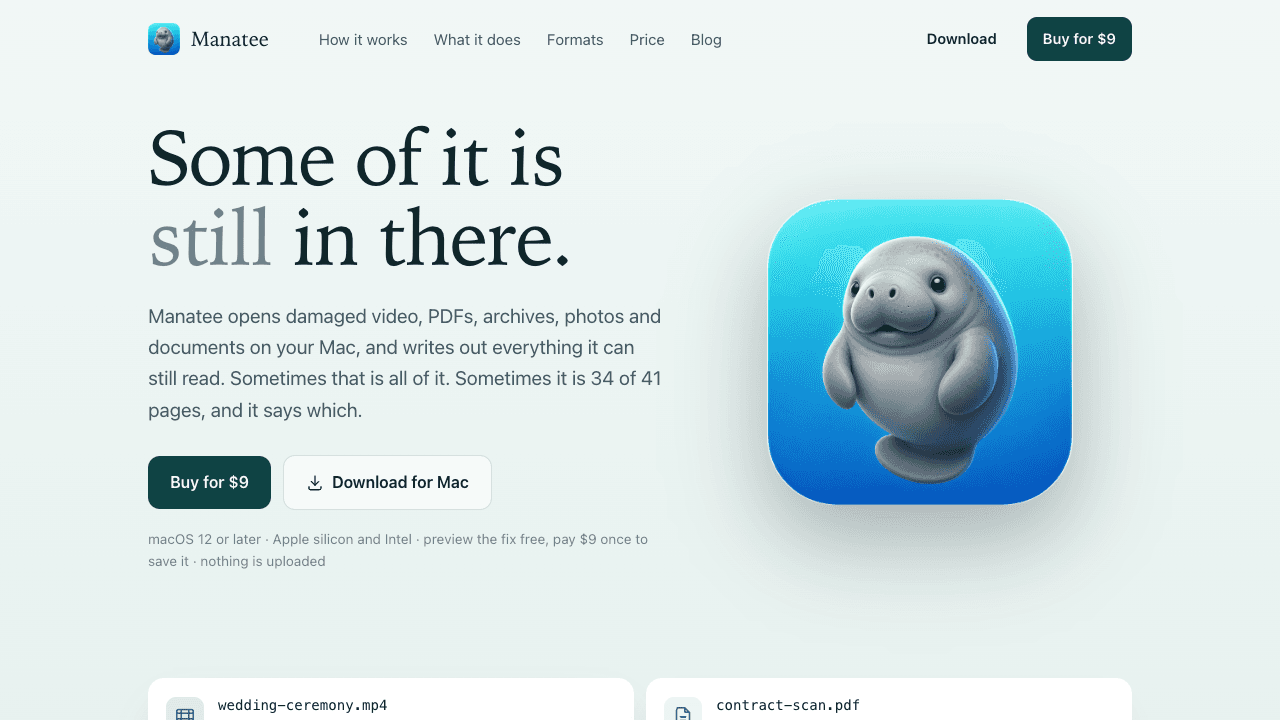Manatee product preview for startup listing on Aura++