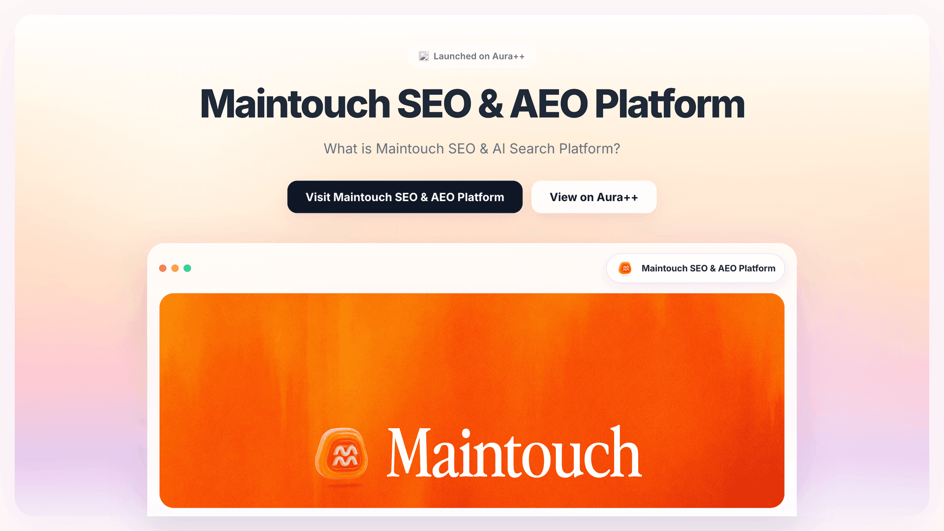 Maintouch SEO & AEO Platform launch featured image on Aura++