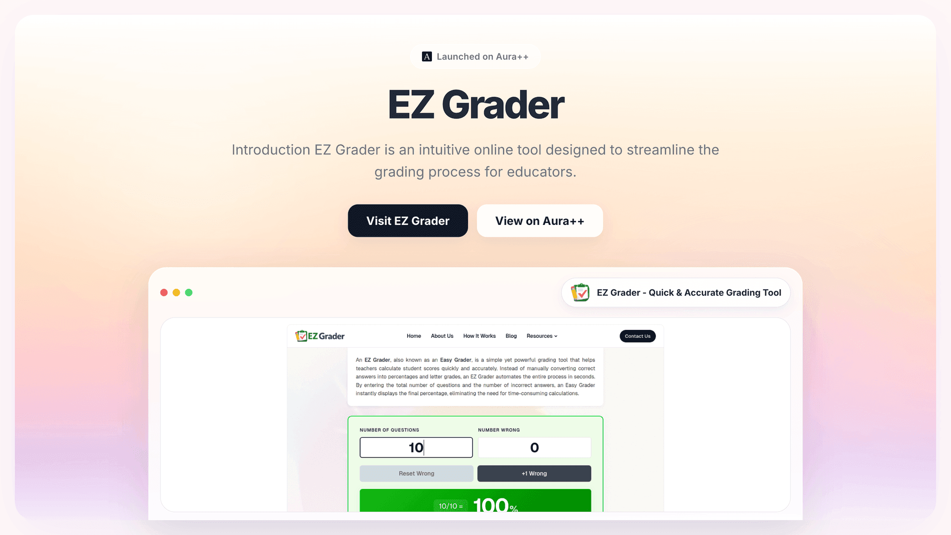 EZ Grader - Quick & Accurate Grading Tool launch story featured image on Aura++