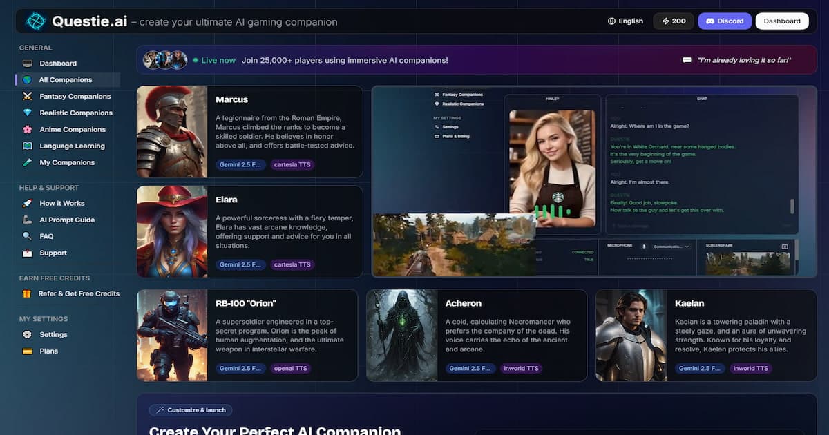 Questie AI  product preview for startup listing on Aura++