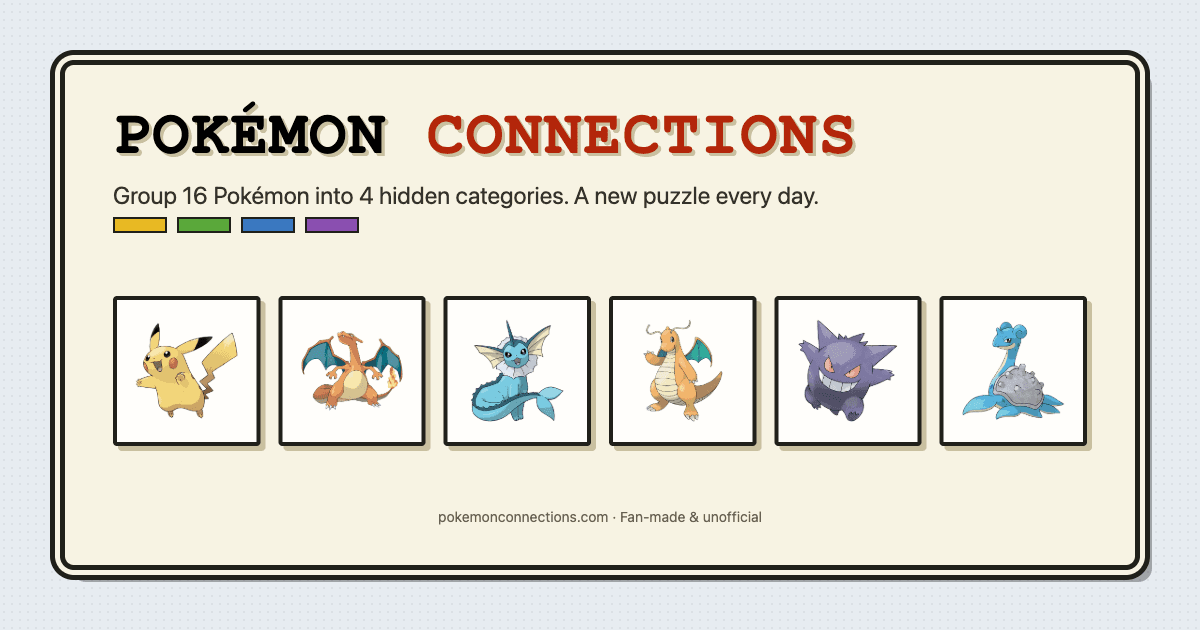 Pokémon Connections Daily Puzzle product preview for startup listing on Aura++