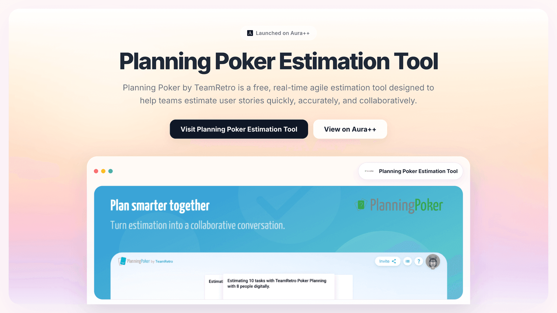Planning Poker Estimation Tool launch story featured image on Aura++