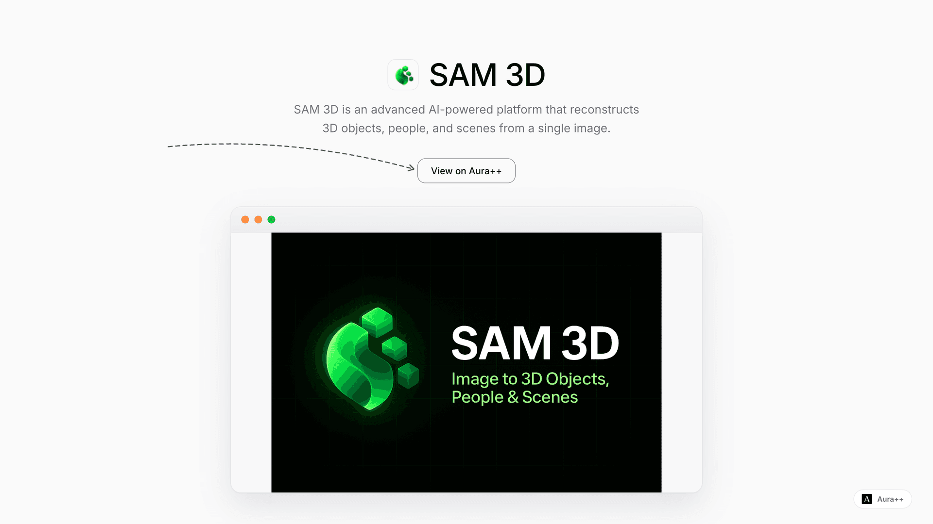 SAM 3D: Single-Image 3D Reconstruction launch story featured image on Aura++