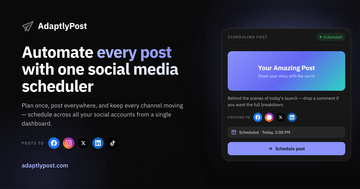 AdaptlyPost product preview for startup listing on Aura++