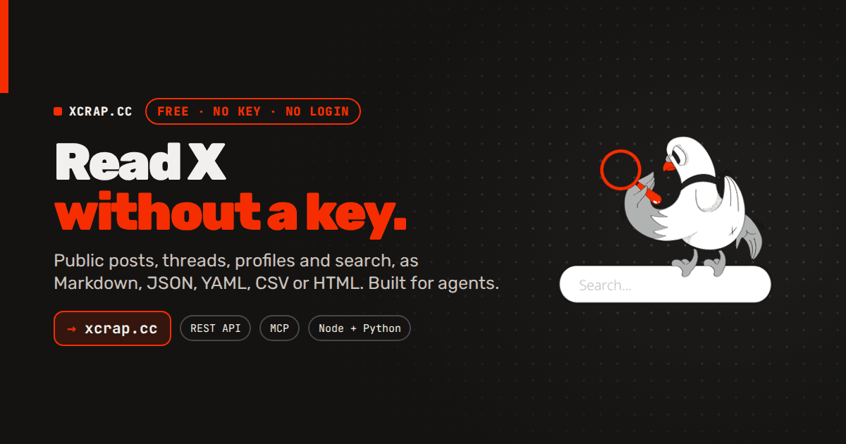 XCrap: Public X Post Reader API product preview for startup listing on Aura++