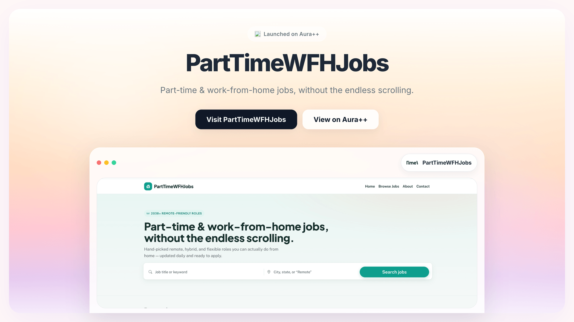 PartTimeWFHJobs launch featured image on Aura++