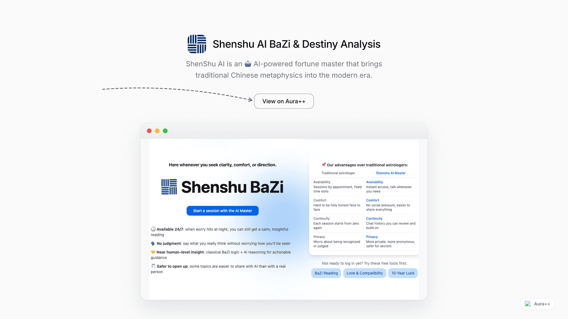 Shenshu AI BaZi & Destiny Analysis launch featured image on Aura++