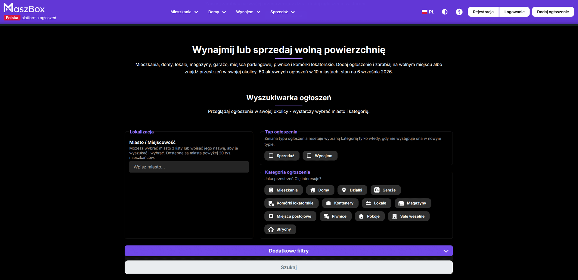 Maszbox - Polska platforma ogłoszeń nieruchomości i przestrzeni product preview for startup listing on Aura++