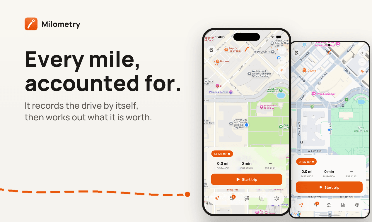 Milometry - Mileage & Fuel Tracking App product preview for startup listing on Aura++