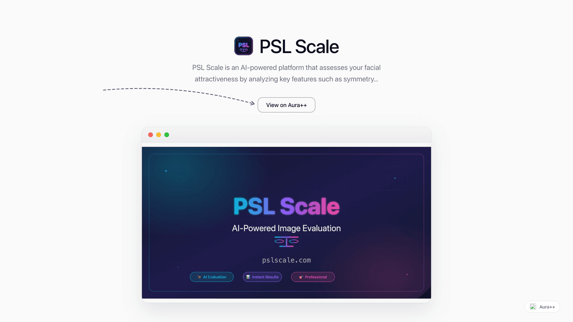 PSL Scale - AI Facial Attractiveness Evaluation launch story featured image on Aura++