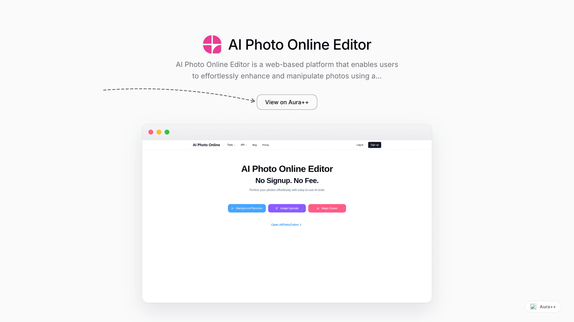 AI Photo Online Editor launch story featured image on Aura++