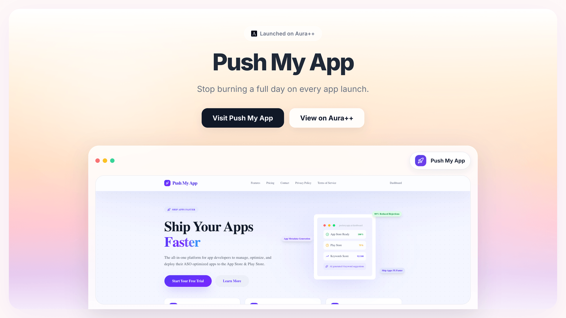 Push My App launch story featured image on Aura++