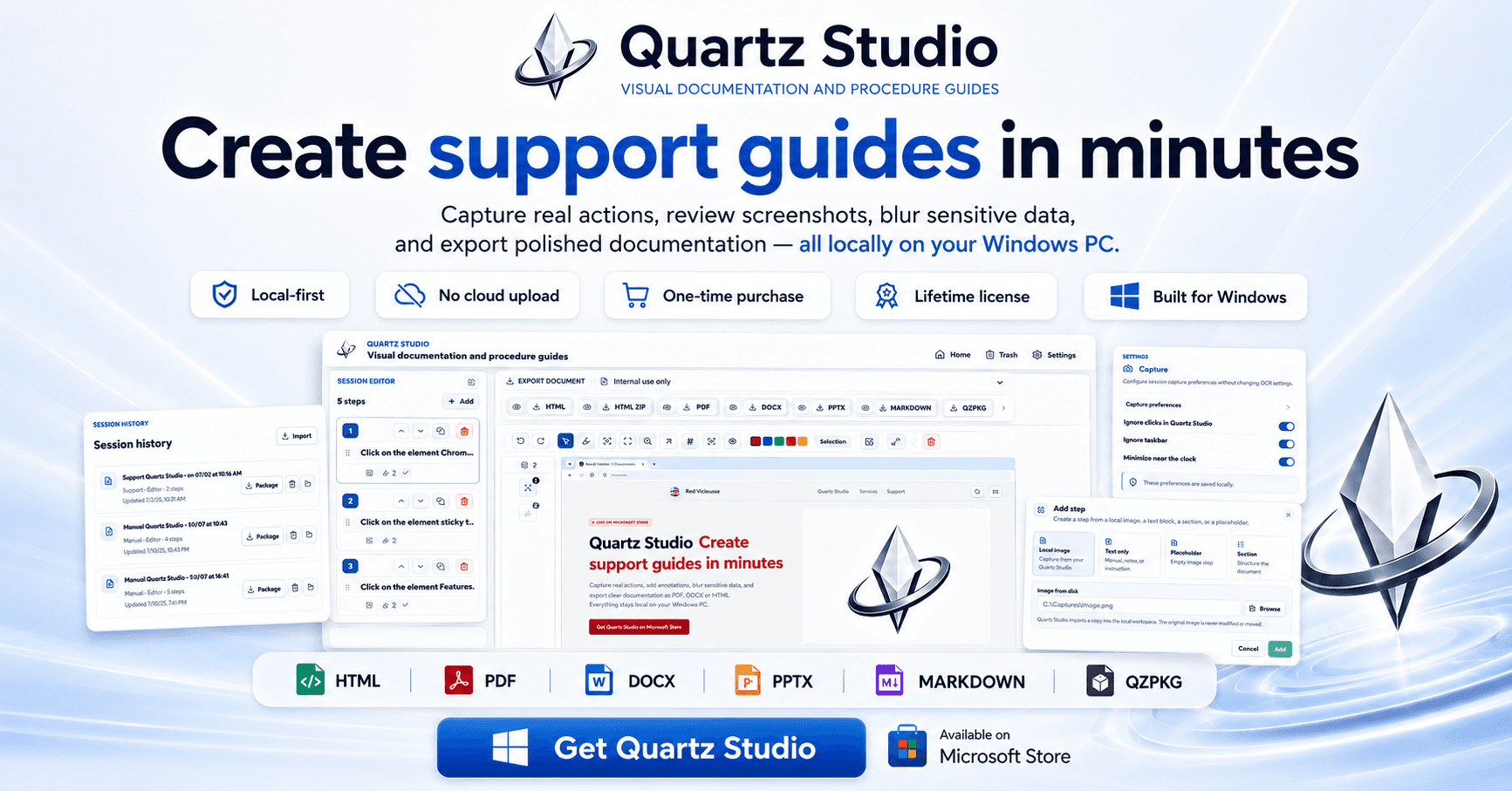 Quartz Studio product preview for startup listing on Aura++