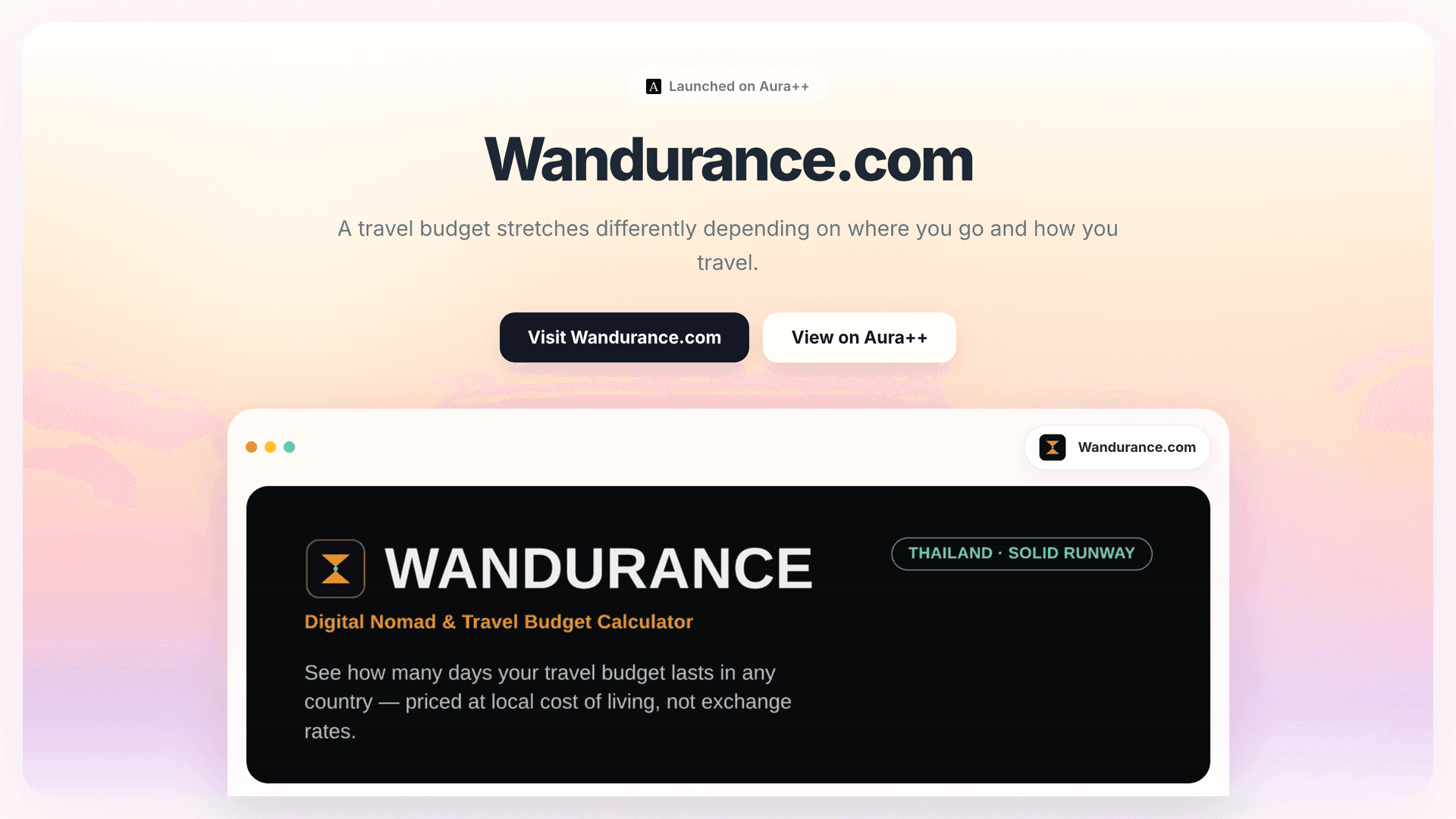 Wandurance.com launch story featured image on Aura++
