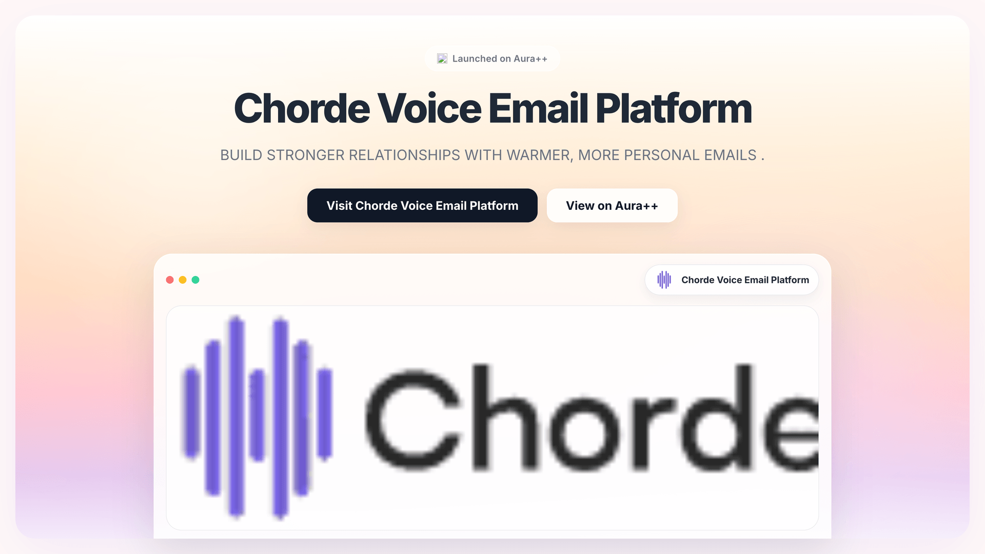 Chorde Voice Email Platform launch story featured image on Aura++