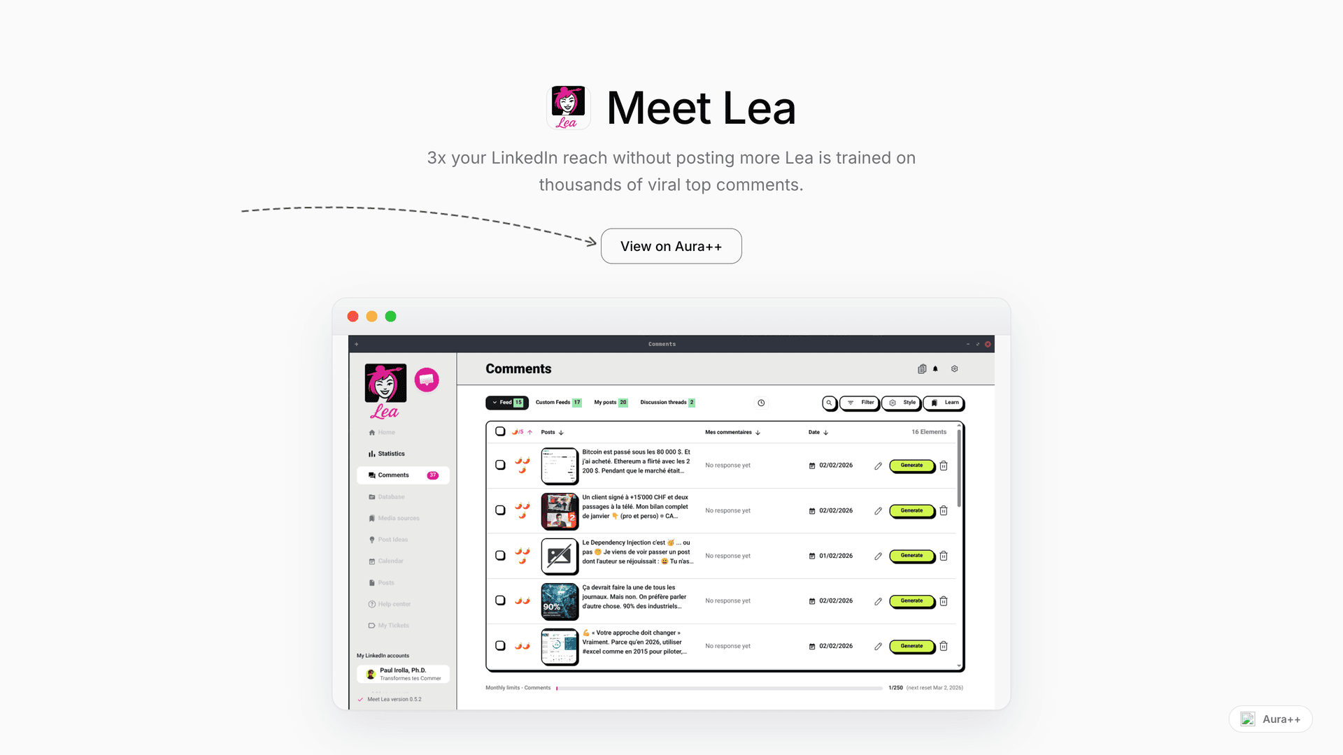 Meet Lea launch story featured image on Aura++