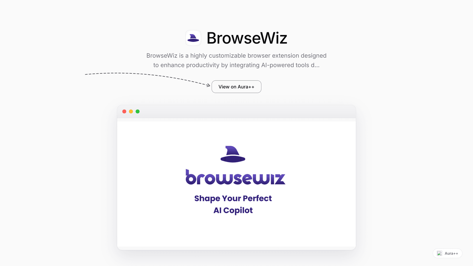 BrowseWiz: Custom AI Browser Assistant launch story featured image on Aura++