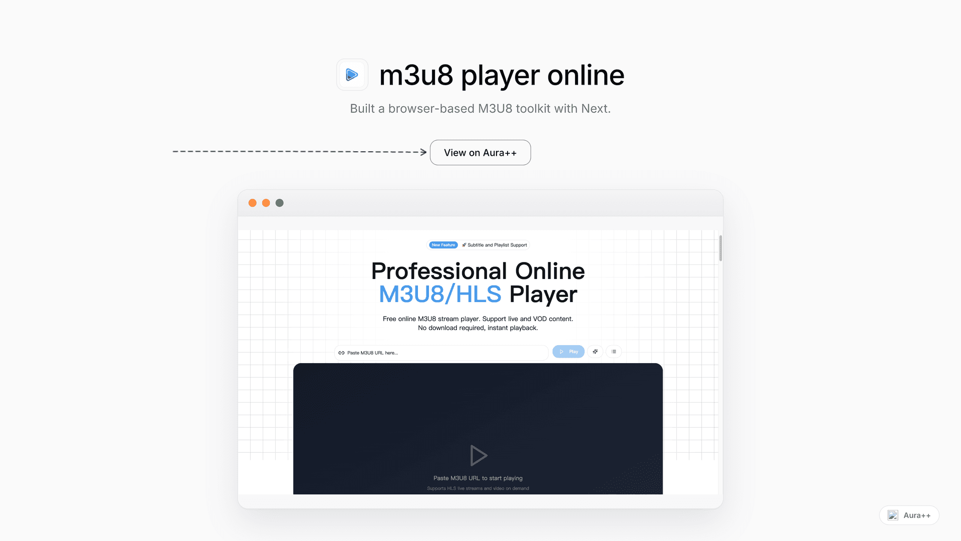 m3u8 player online launch story featured image on Aura++