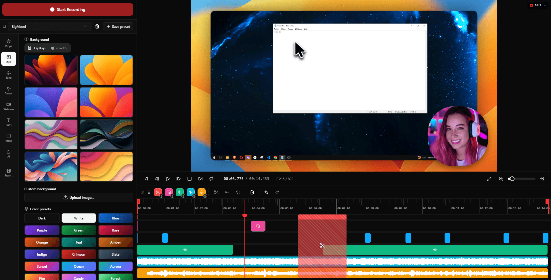 KlipKap Pro product preview for startup listing on Aura++