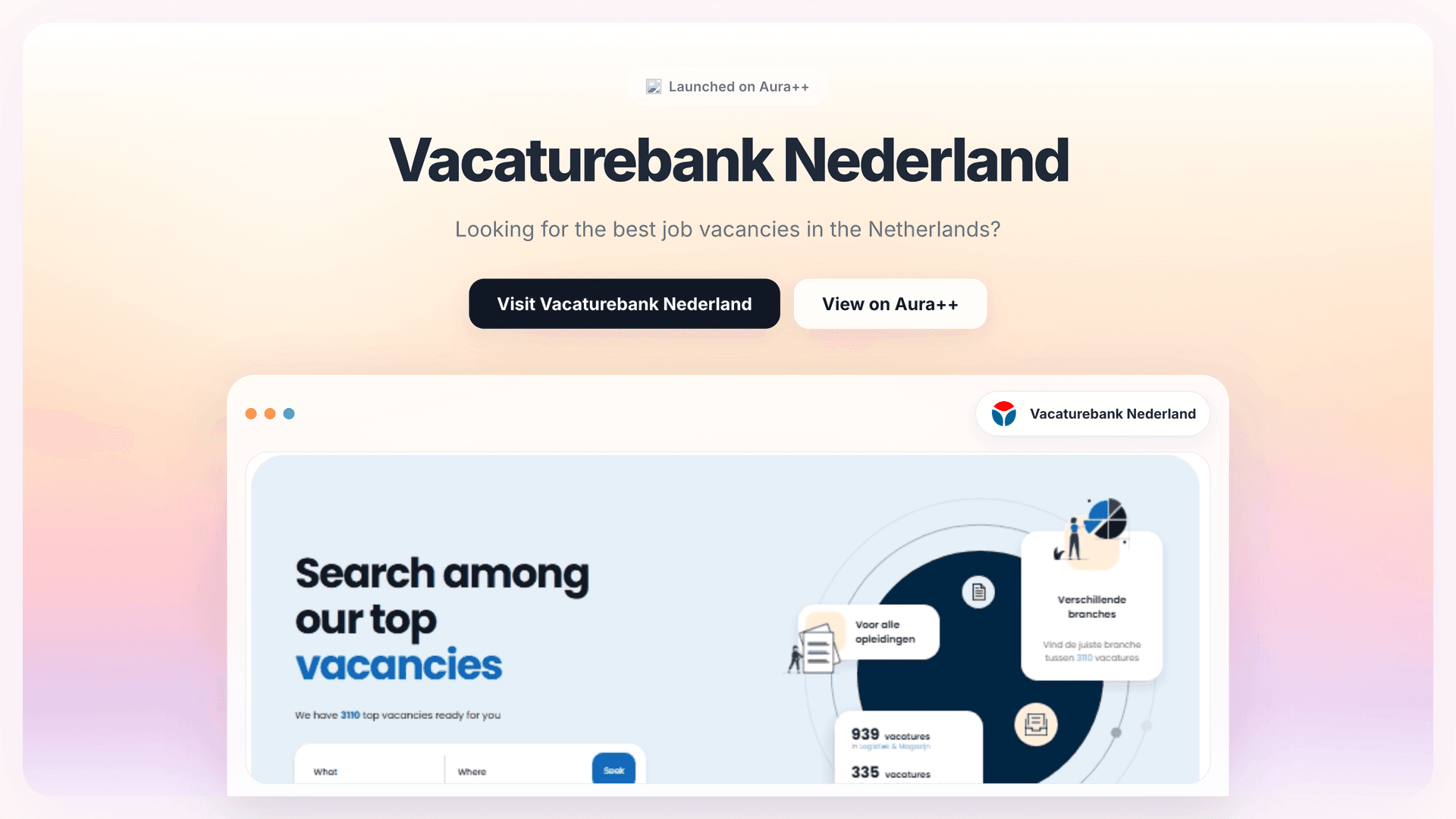 Vacaturebank Nederland launch story featured image on Aura++